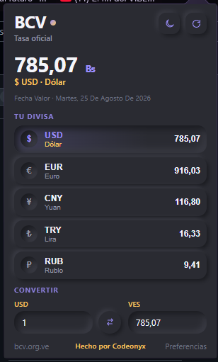 Tasa BCV tema oscuro